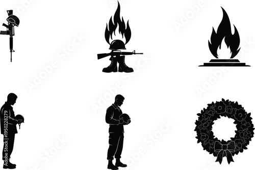 Memorial day tribute with patriotic soldier and wreath symbols