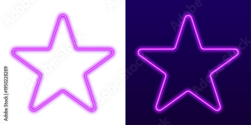 Neon glowing star shape with colorful gradient aura. Minimal geometric composition enhances futuristic visuals. Ideal for banners and UI elements.