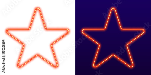 Neon star frame with glowing oorange aura and soft light edges. Bold geometric lines enhance the digital futuristic look. Ideal for web and banner design.