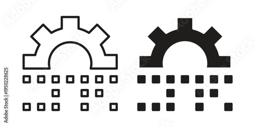 Digital transformation icon line vector illustration in solid color design