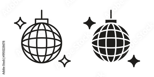 Disco ball icon line vector illustration in solid color design