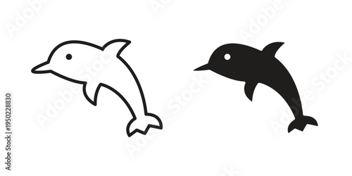 Dolphin icon line vector illustration in solid color design