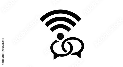 Modern vector illustration of a wireless network wifi icon and internet communication symbol designed as a blue technology button for mobile phone web connection and business signal sign