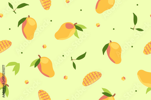 Mango seamless pattern flat vector