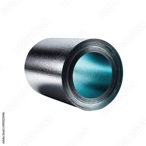 Macro shot of aluminum foil roll in industrial setting high-resolution photography