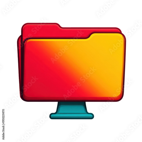 Technology concept digital document icon and folder in office graphic design view