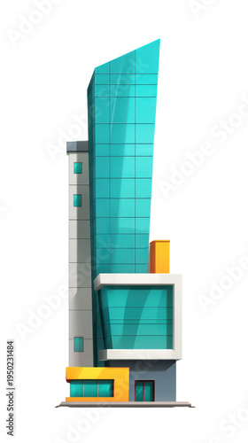 Urban city 3d illustration modern commercial building design for business environments
