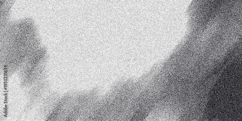 Abstract monochrome background with soft, diffused dark shapes against a speckled light gray field, evoking a sense of fog or mist