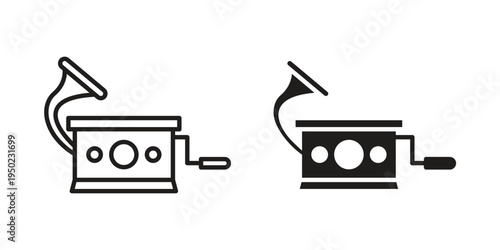 Gramophone icon line vector illustration in solid color design