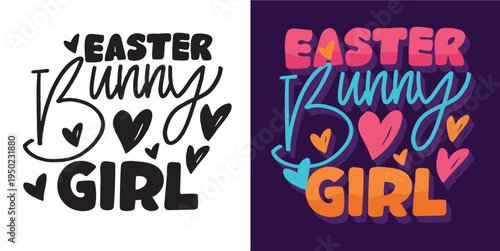 Happy Easter! Cute hand drawn doodle lettering quote about egg hunt. Lettering for t-shirt design, mug print, bag print, clothes fashion. 100% hand drawn vector image.