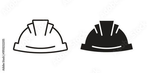 Hard hat icon line vector illustration in solid color design