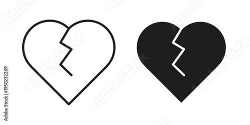 Heart Crack icon line vector illustration in solid color design