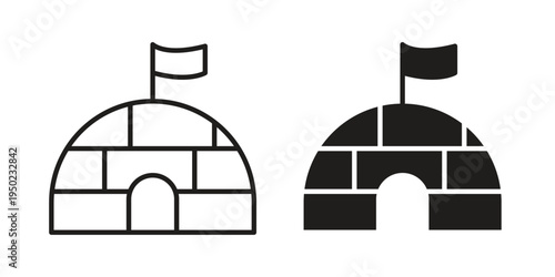 Igloo icon line vector illustration in solid color design
