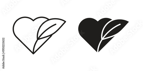 Leaf heart icon line vector illustration in solid color design