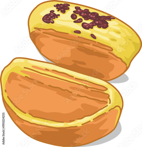 Traditional Indonesian Kue Pukis Cake with Chocolate Sprinkles, Sweet Asian Street Food Dessert Vector