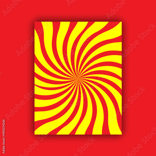 Abstract Red and Yellow Spiral Swirl Background Vector Pattern