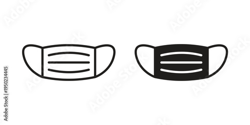 Mask face icon line vector illustration in solid color design