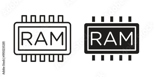 Memory icon line vector illustration in solid color design