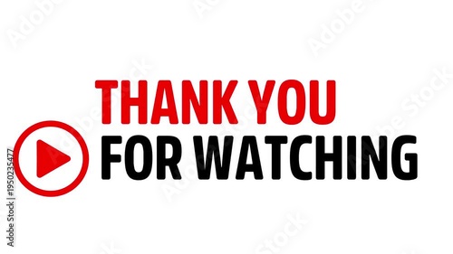 Thank you for watching with play icon, alpha channel, 4k video