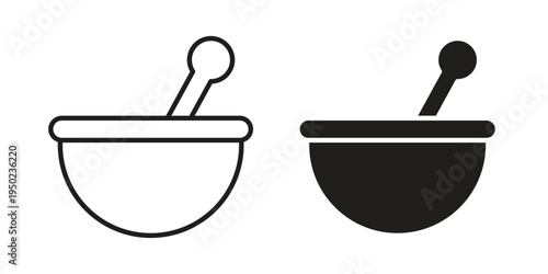 Mortar pestle icon line vector illustration in solid color design