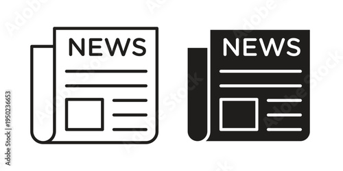 Newspaper icon line vector illustration in solid color design
