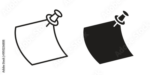 Note sticky icon line vector illustration in solid color design