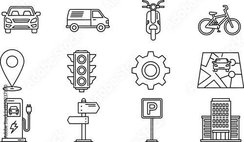 Transportation and navigation icons