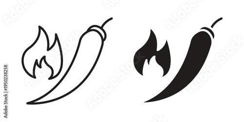 Pepper hot icon line vector illustration in solid color design