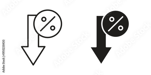 Percent down icon line vector illustration in solid color design