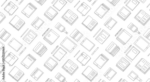 Gray office supplies on white background pencils computers