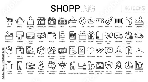 shopping icons displayed in grid layout