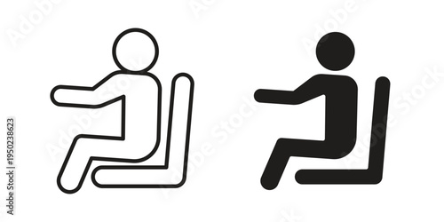 Person seat icon line vector illustration in solid color design