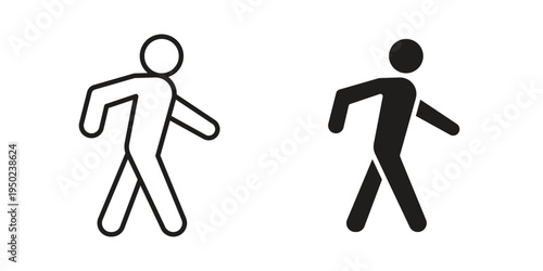 Person walking icon line vector illustration in solid color design