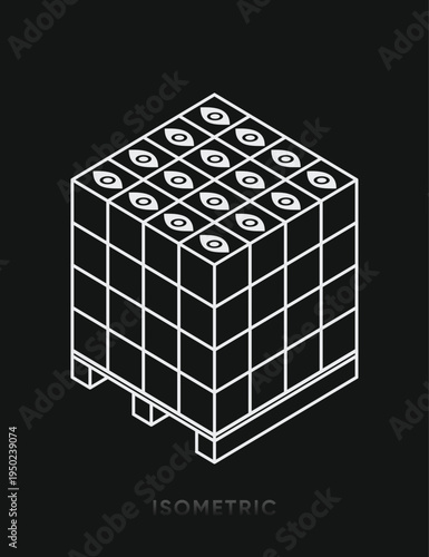 Isometric read only data stack. Eye symbols, secure access control. View permission platform icon, digital storage architecture cybersecurity. cloud software, privacy compliance, monitoring dashboard