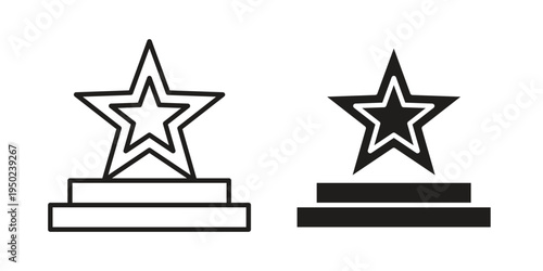 Podium star icon line vector illustration in solid color design