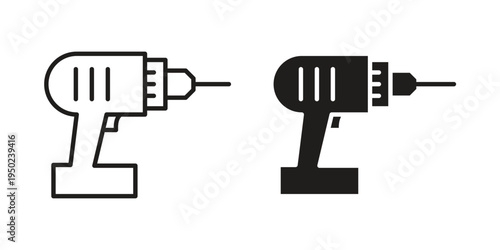 Power drill icon line vector illustration in solid color design