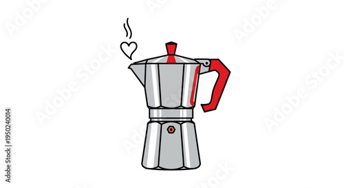 Cartoon illustration of a classic Italian espresso coffee maker