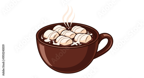 Hot chocolate with marshmallows in a brown mug