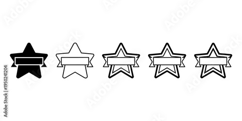 Starshaped labels with horizontal banners for rating or ranking symbols