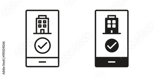 Reservation smartphone icon line vector illustration in solid color design