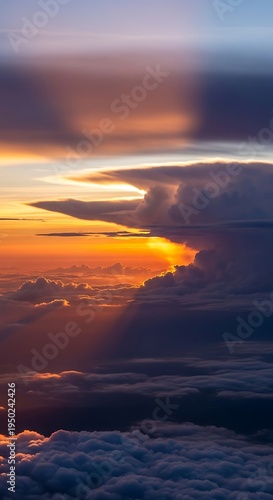 Aerial View of Clouds at Sunset - A Golden Sky.