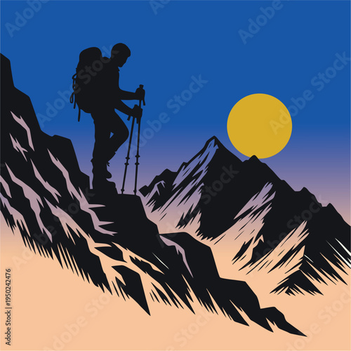 Trekker Silhouette Standing o...