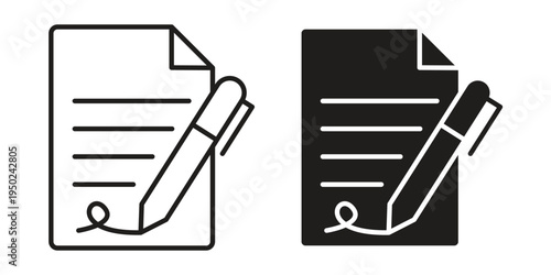 signature file icon line vector illustration in solid color design