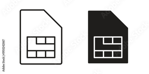 Sim card icon line vector illustration in solid color design