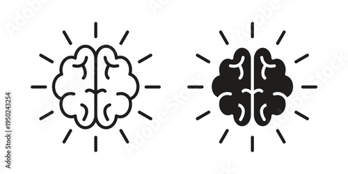 Smart mind icon line vector illustration in solid color design
