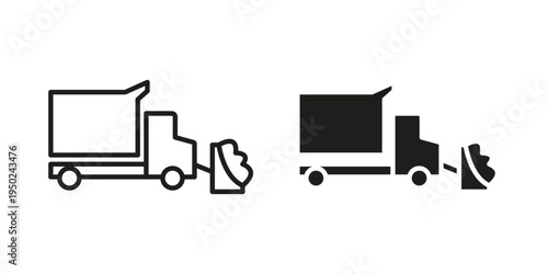 Snowplow icon line vector illustration in solid color design