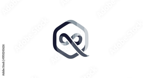 Abstract Geometric Symbol with Infinity Loop Inside Hexagon