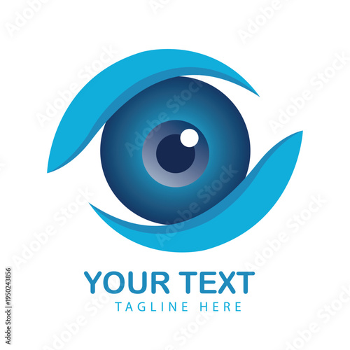 Abstract Orange Eye Vision Logo with Modern Optic Icon Vector Art Illustration