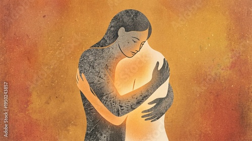 Abstract Grainy Art Representing the Transformative Power of Self-Love and Acceptance