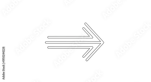 A stylized, minimalist arrow pointing to the right with a dashed outline.